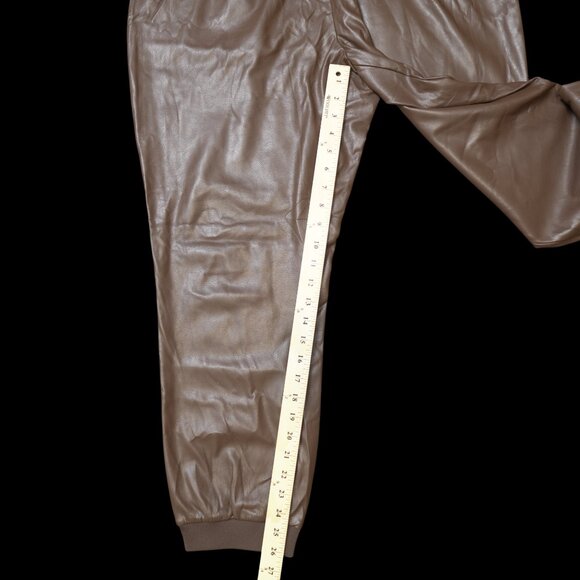 DKNY Jeans Faux Leather Joggers High Rise 2 Pockets Elastic Waist 2 Colors Sz XL - Picture 12 of 14
